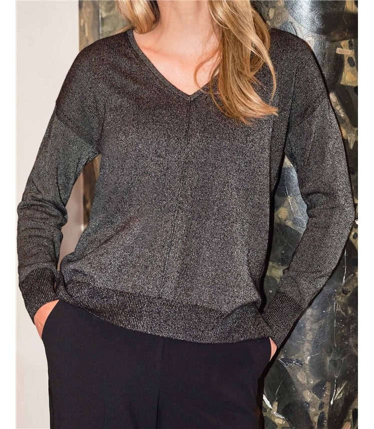 Wool Cashmere Metallic Sweater