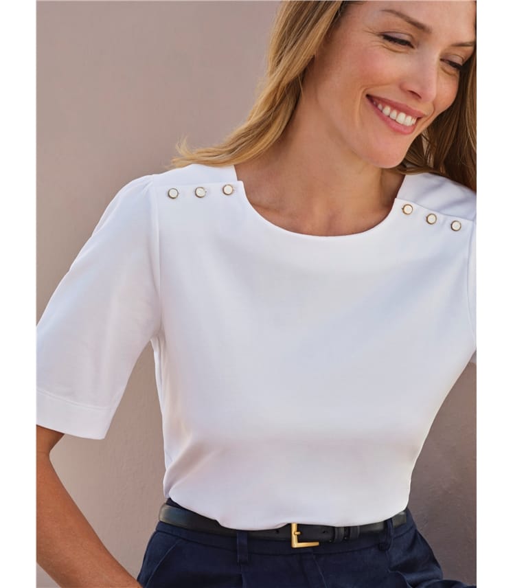 Button Detail Jersey Top