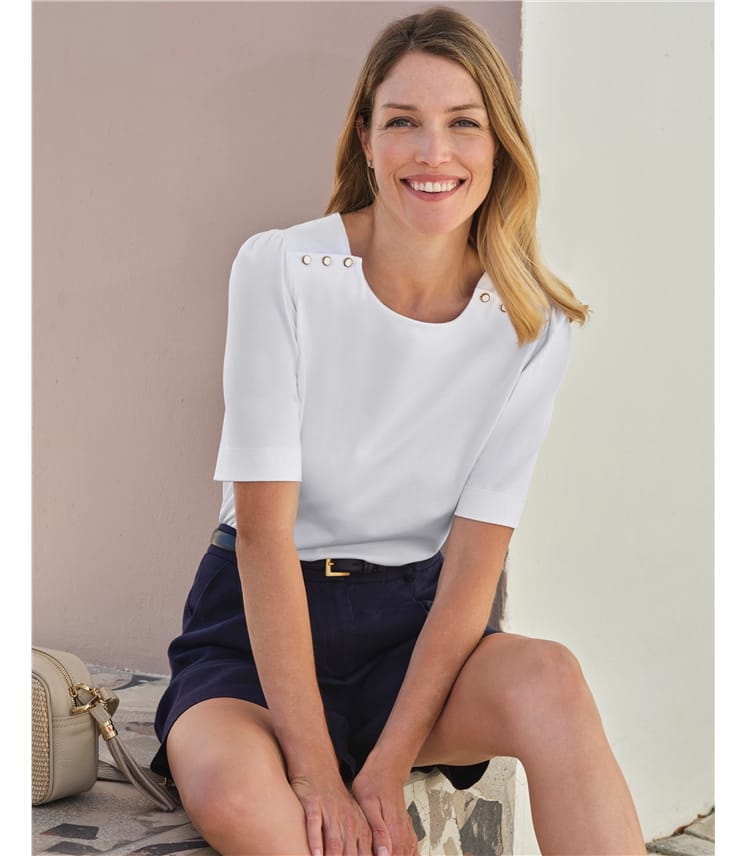 Button Detail Jersey Top