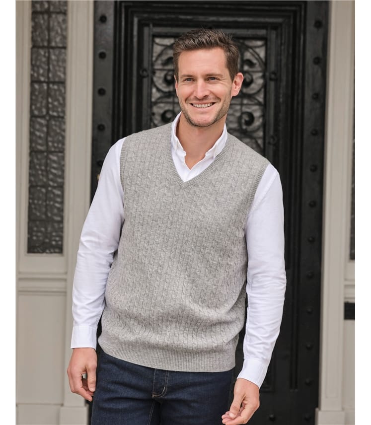Mens Wool Cashmere Cable Tank