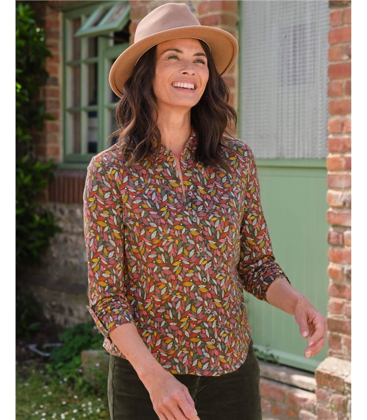 WoolOvers Womens Organic Jersey Shirt Print