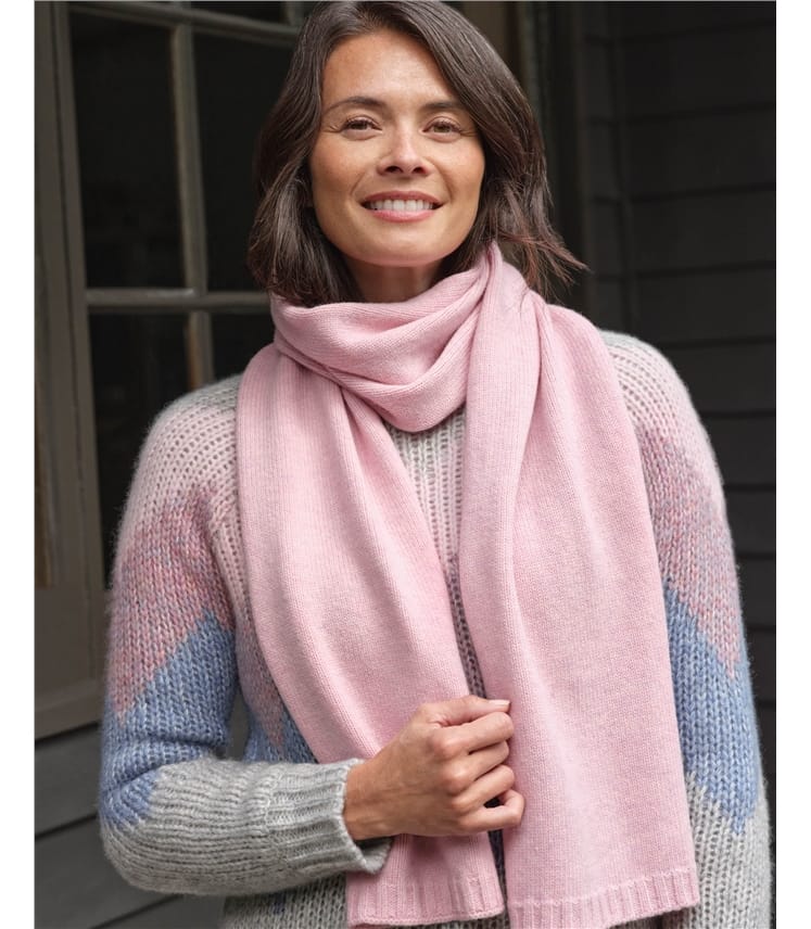 Light Pink Marl, Womens Essential Lambswool Scarf