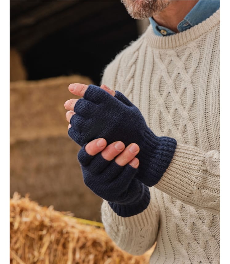 Fingerlose Handschuhe aus Lammwolle für Herren