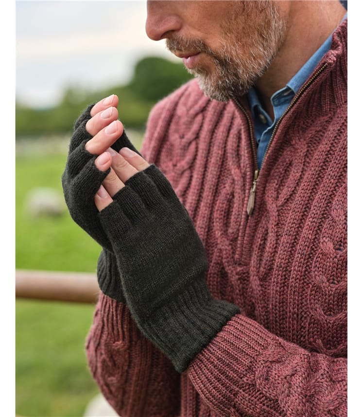 Fingerlose Handschuhe aus Lammwolle für Herren