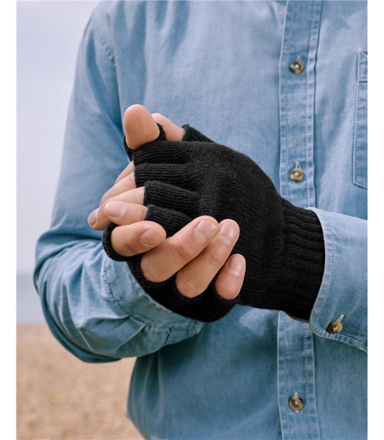 Mens Essential Lambswool Fingerless Glove