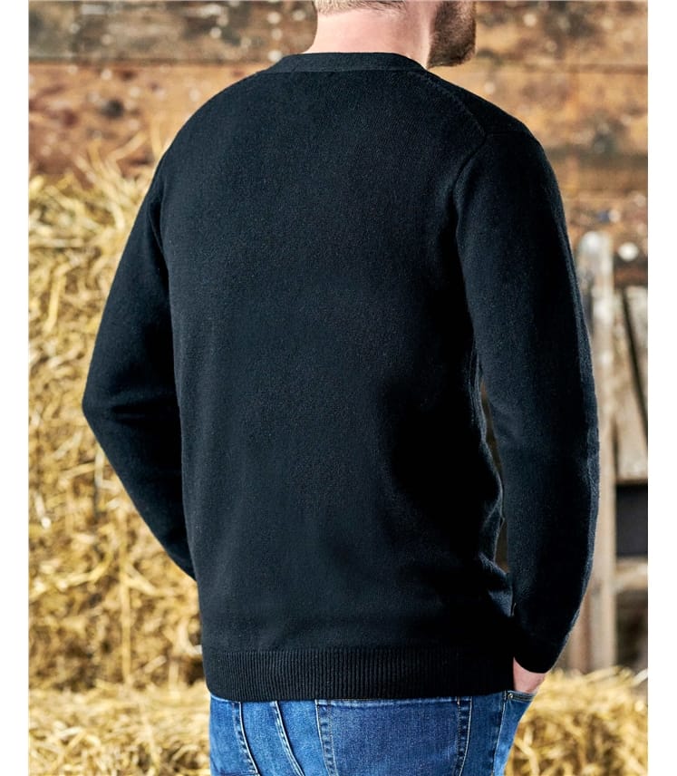 Strickjacke mit V-Ausschnitt aus Lammwolle für Herren