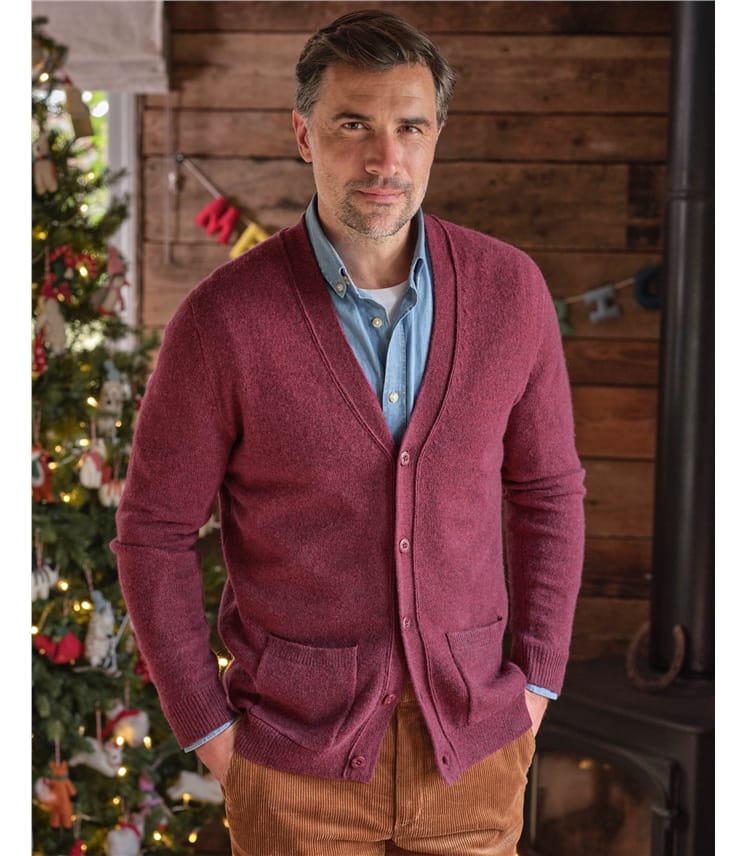 Mens Lambswool V Neck Cardigan