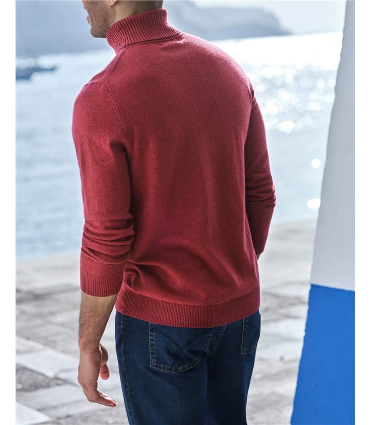 Cashmere and Merino Polo Neck Jumper