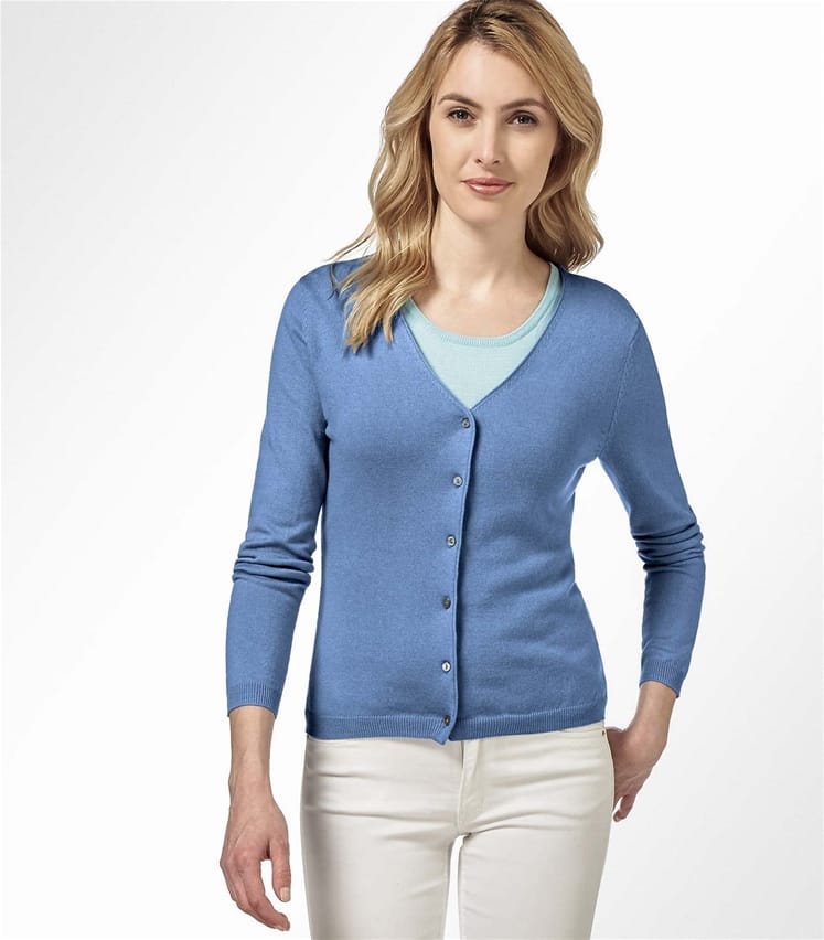 Cornflower Womens Silk & Cotton Soft Feel V Neck Cardigan WoolOvers AU