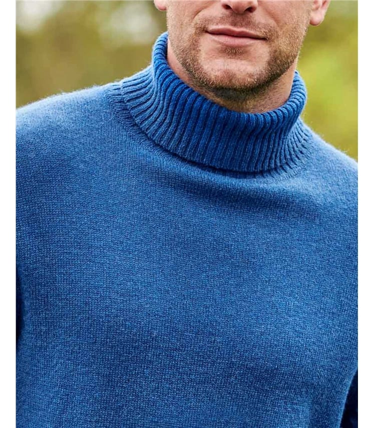 Mens Lambswool Polo Neck Jumper