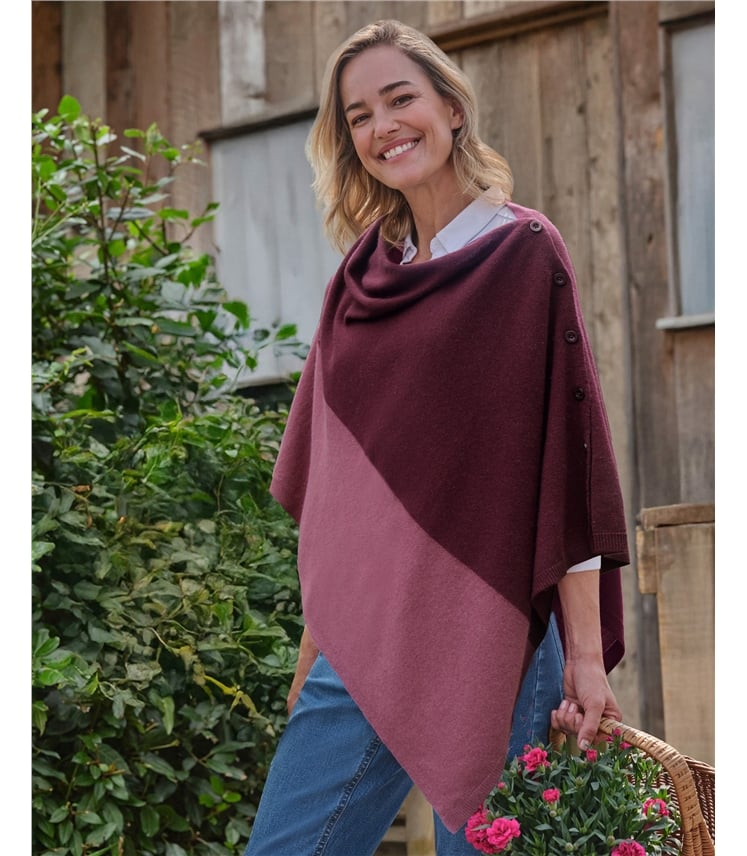 Cashmere Merino Blend Button Poncho