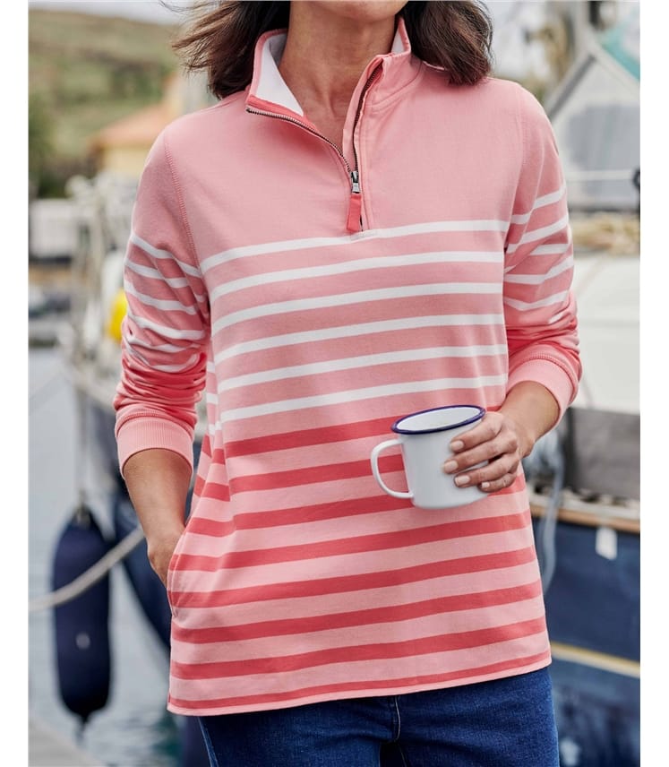 Sweatshirt aus Bio-Baumwolle mit kurzem Reißverschluss für Damen