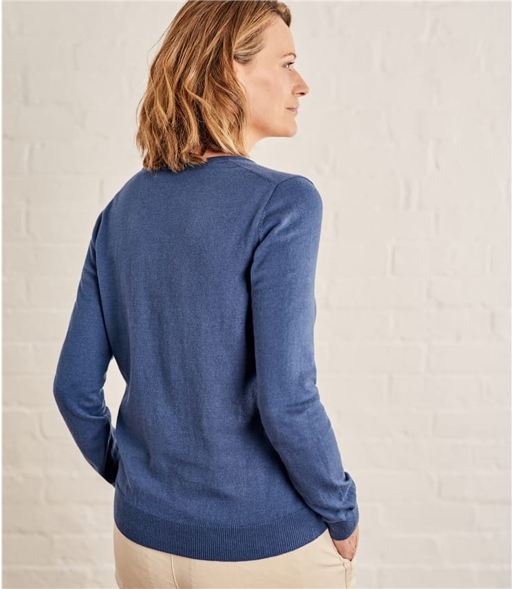 French Navy 10 Cashmere & 90 Cotton Womens Cashmere & Cotton V Neck