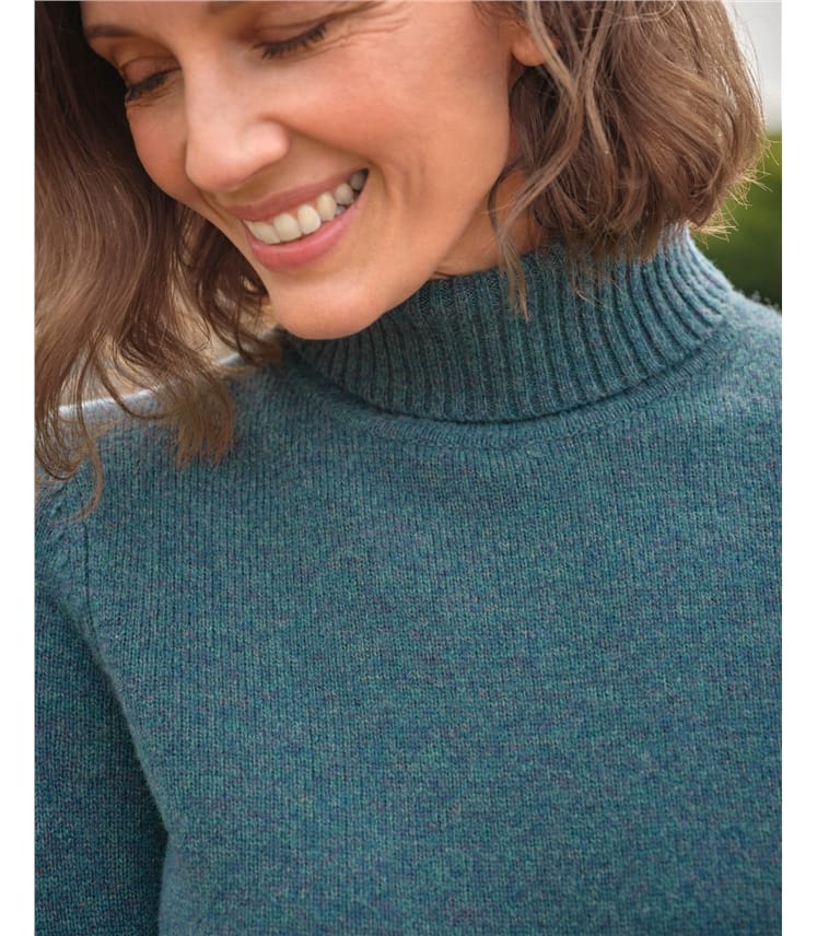 Rollkragenpullover aus Lammwolle für Damen