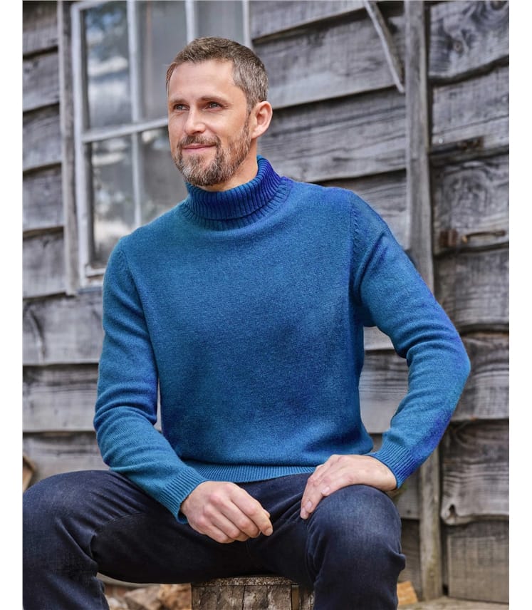 Mens Lambswool Polo Neck Jumper