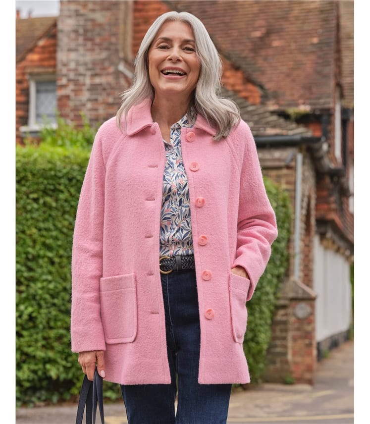 Pink wool ladies coat best sale