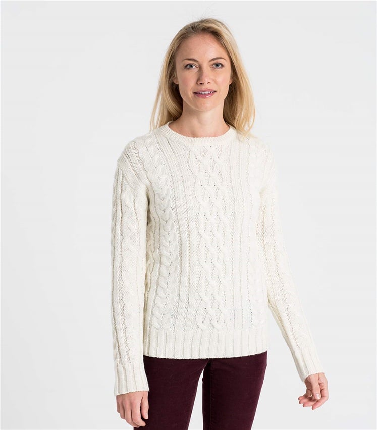 Cream | Womens Pure Wool Aran Sweater | WoolOvers AU