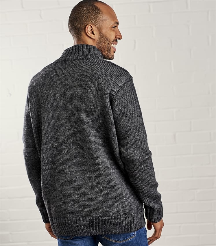 Charcoal | Mens Pure Wool Button Everyday Cardigan | WoolOvers UK