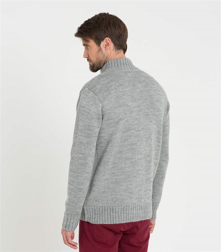 Flannel Grey | Mens Pure Wool Button Everyday Cardigan | WoolOvers UK