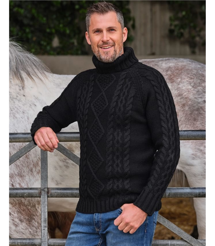 Pull irlandais à col roulé - Homme - Pure Laine