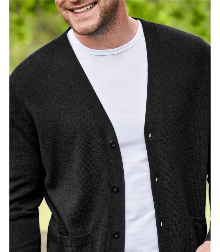 Strickjacke mit V-Ausschnitt aus Merinowolle und Kaschmir für Herren