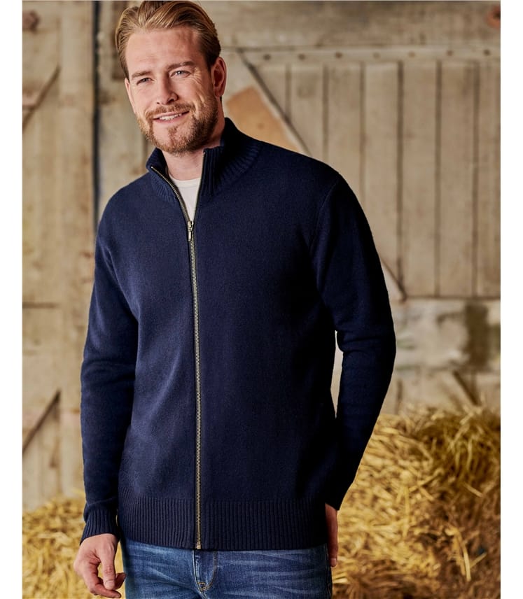 Altea Wool Zip-up Sweater in Blue for Men Mens Clothing Sweaters and knitwear Zipped sweaters 