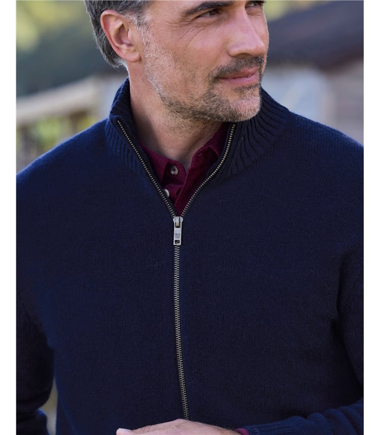 Mens Lambswool Lincoln Zipper Cardigan