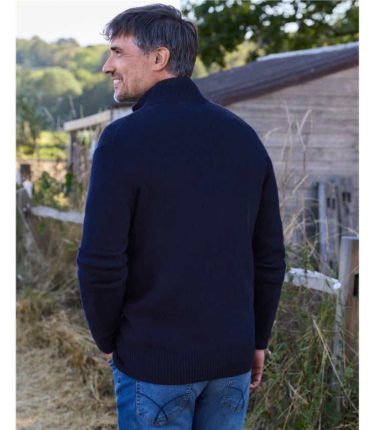 Mens Lambswool Lincoln Zipper Cardigan