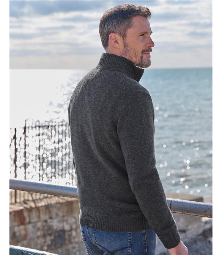 Pull à encolure zippée - Homme -Laine d’agneau certifiée 100% RWS