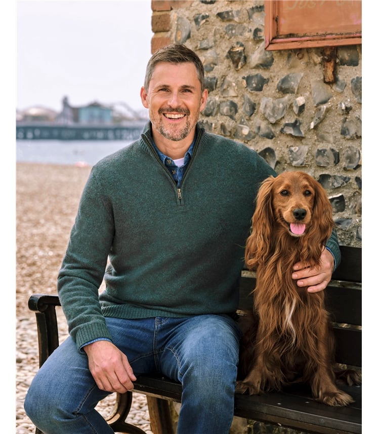 Mens Lambswool Zip Neck Jumper