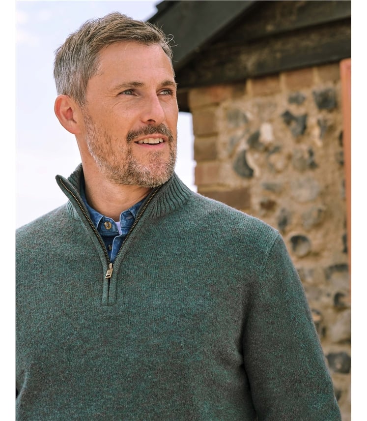Mens Lambswool Zip Neck Jumper