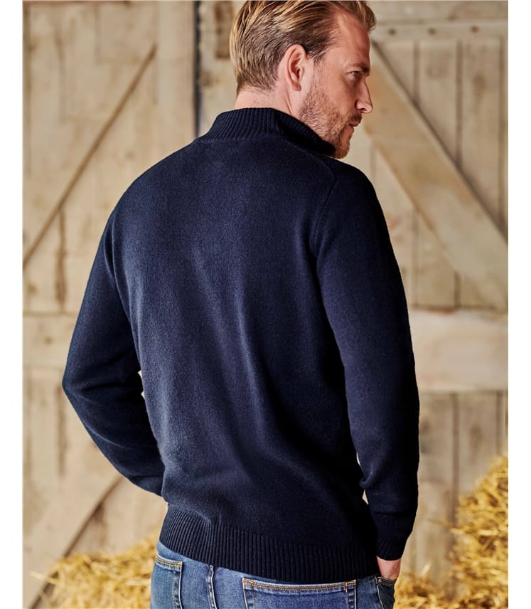 Pullover mit kurzem Reißverschluss aus Lammwolle für Herren