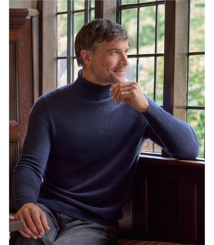 Cashmere and Merino Polo Neck Jumper