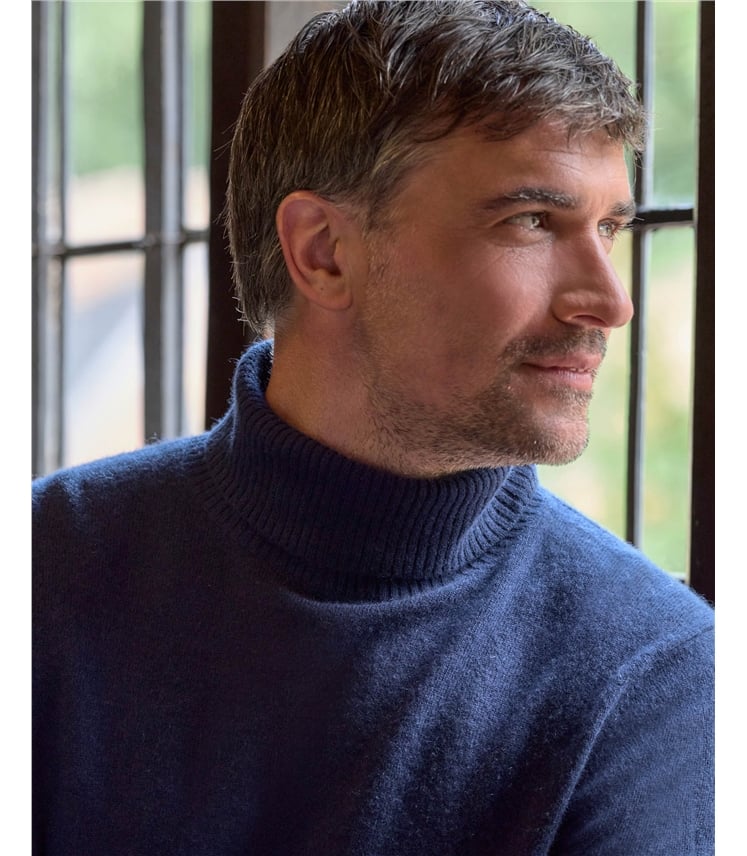 Cashmere and Merino Polo Neck Jumper