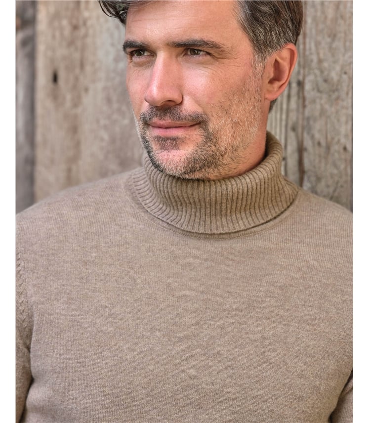 Cashmere and Merino Polo Neck Jumper