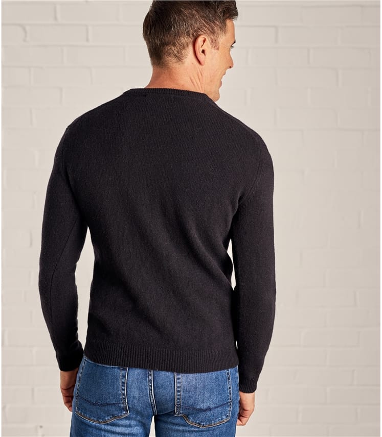 Black Mens Cashmere & Merino V Neck Knitted Sweater WoolOvers AU