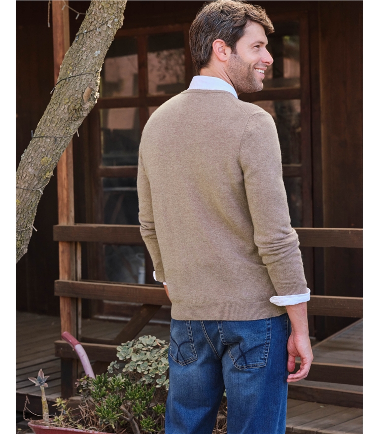 Pullover mit V-Ausschnitt aus Merinowolle und Kaschmir für Herren