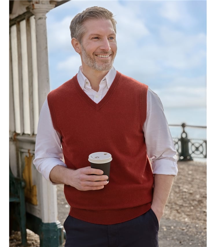 Pullunder mit V-Ausschnitt aus Merinowolle und Kaschmir für Herren