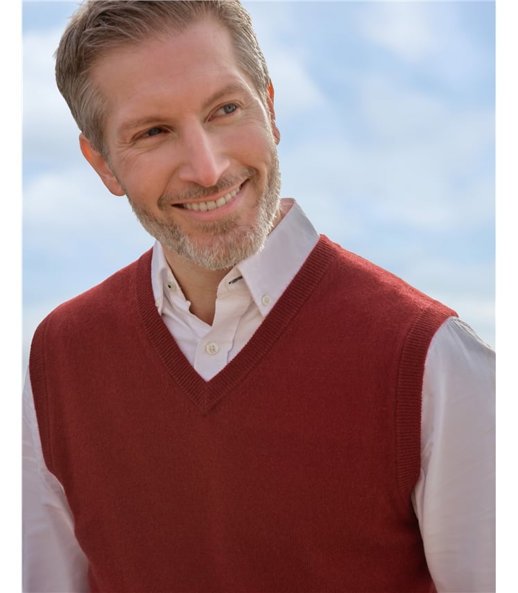 Pullunder mit V-Ausschnitt aus Merinowolle und Kaschmir für Herren