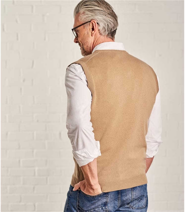 Camel Mens Cashmere & Merino Vest WoolOvers US