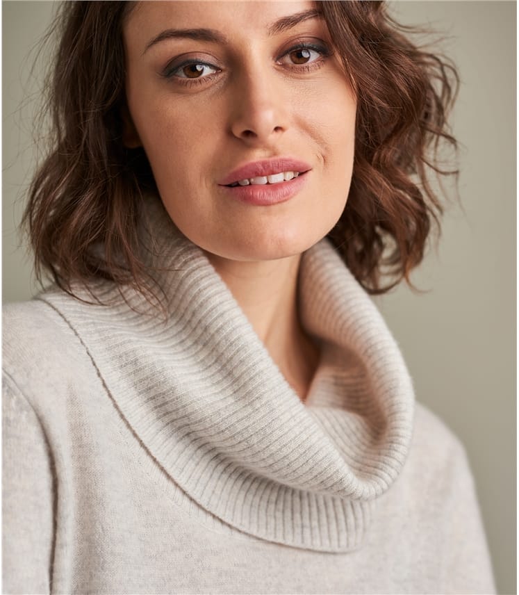 Dove Grey | Womens Pure Cashmere Cowl Neck Jumper | WoolOvers AU