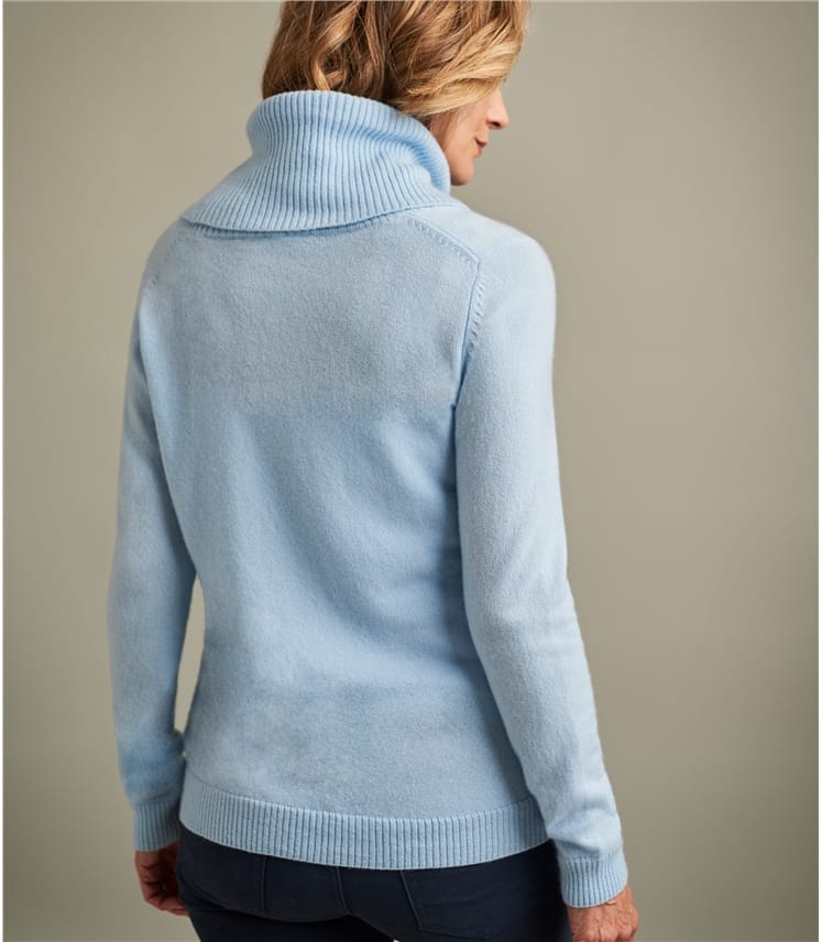 Soft Blue Womens Pure Cashmere Cowl Neck Sweater Woolovers Us