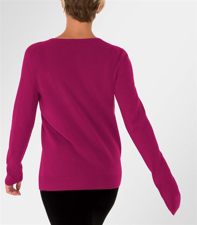 Hot Pink Womens Pure Cashmere Crew Neck Cardigan WoolOvers AU