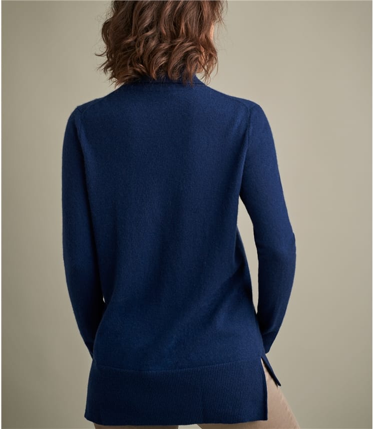 blue roll neck jumper womens