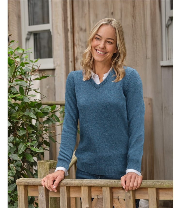 Womens Lambswool V Neck Jumper