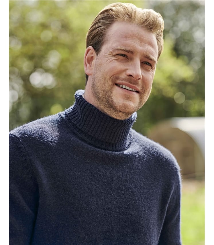 Mens Lambswool Polo Neck Jumper