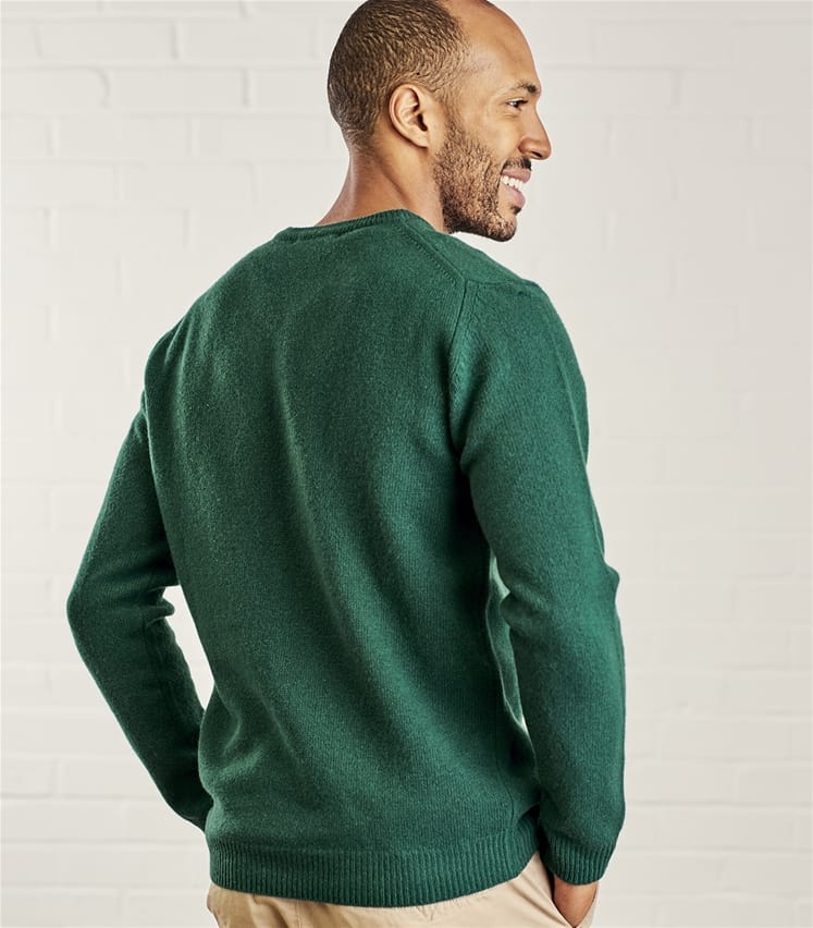 Bottle Green Mens Lambswool V Neck Knitted Sweater WoolOvers AU