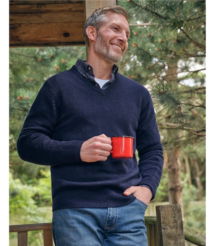 Mens Lambswool V Neck Jumper