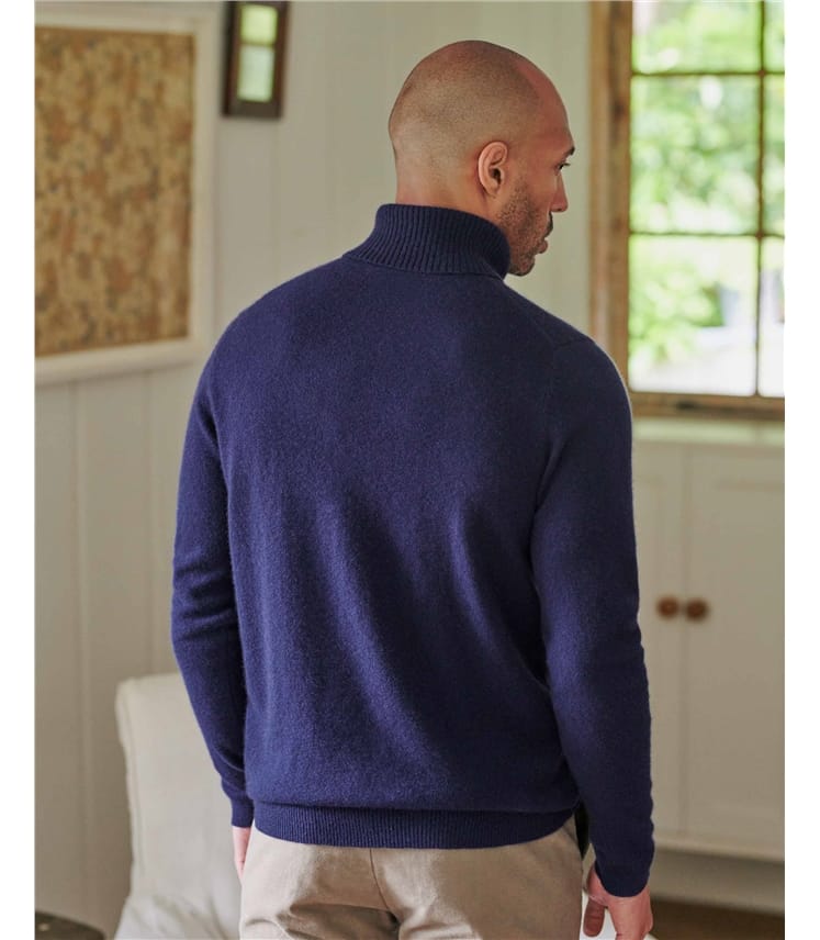 Navy | Pure Cashmere Turtle Neck Sweater | WoolOvers US