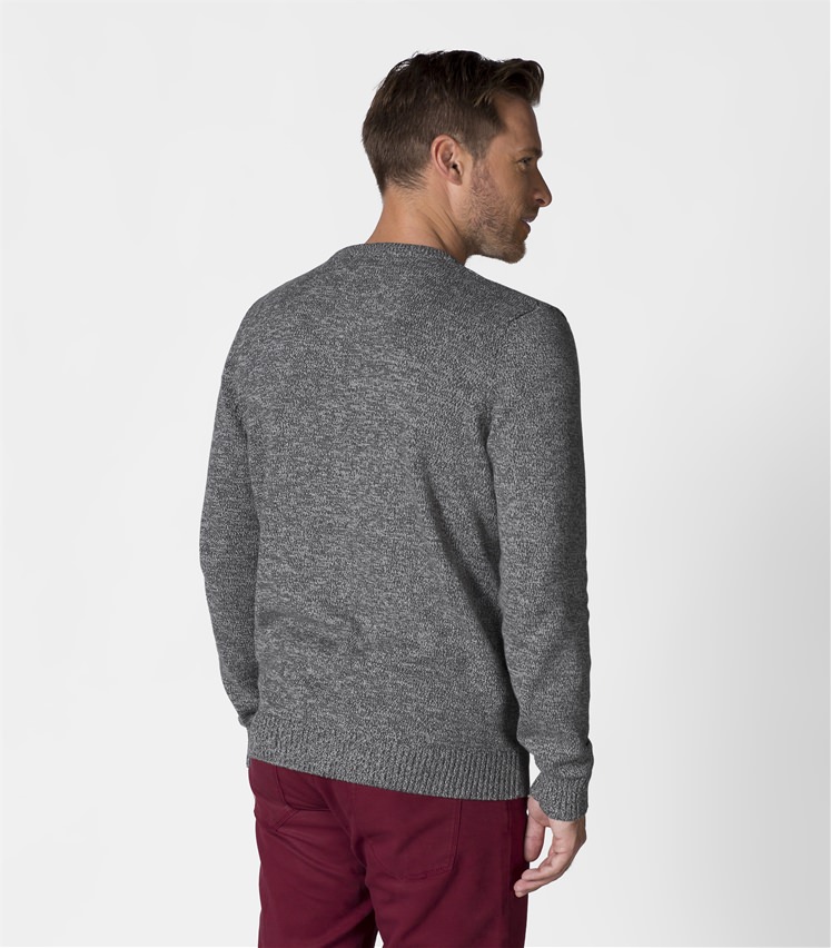 Light Grey | Mens 100% Cotton Twist Crew Neck Jumper | WoolOvers UK